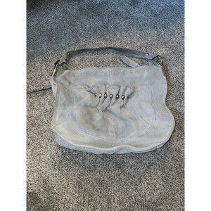 B Makowsky Gray Leather Hobo Shoulder Bag